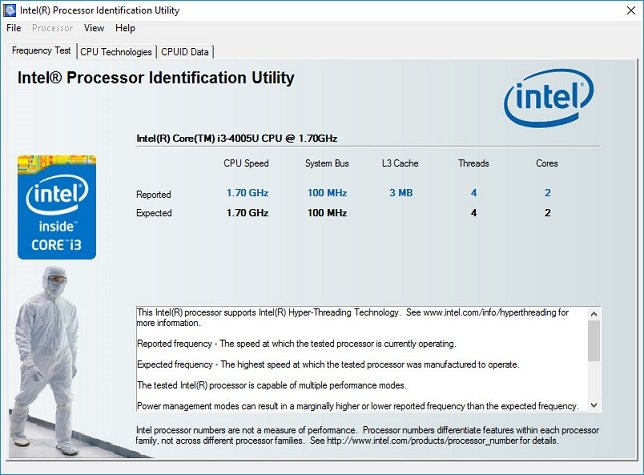 intel identification processor utility