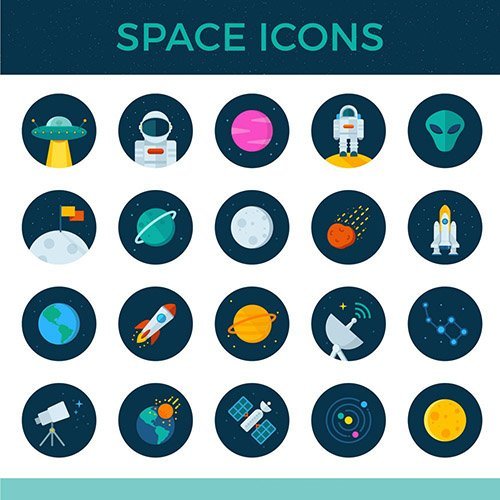 AI, EPS, PNG, SVG, Vector Icons - 20 Space Icons