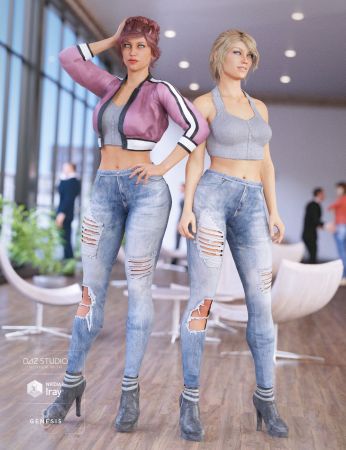 Crop Jacket Outfit for Genesis 8 Female(s)