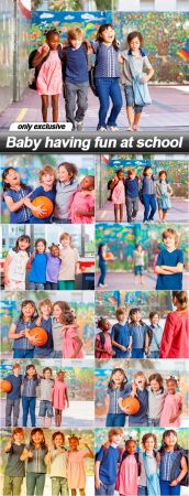 Baby having fun at school