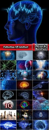 Collection 3D intellect intelligence brain neuron conceptual illustration 25 HQ Jpeg