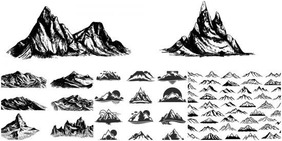 Vectors Mountains Silhouettes Set