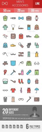 GraphicRiver – MEN’S ACCESSORIES LINE FILLED ICONS 19260251