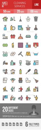 Cleaning Services Line Filled Icons 19267741