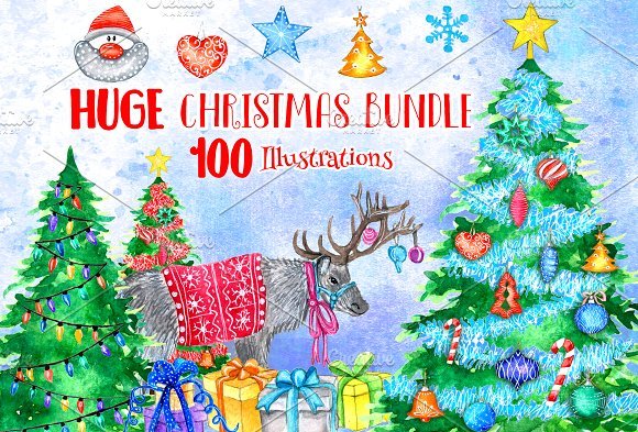 HUGE Christmas Watercolor Pack 2162955