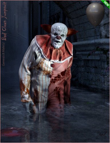 Bad Clown Jumpsuit for Genesis 8 Male(s) 