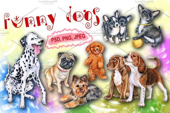 Funny dogs Watercolor 2162885