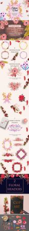Autumn Watercolor Flowers Clip Art 2068099