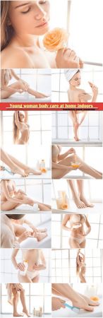 Young woman body care at home indoors #3