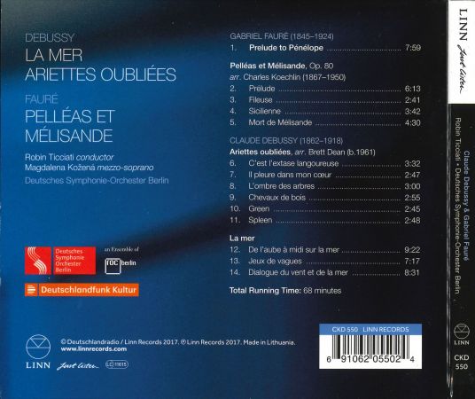 Robin Ticciati, Magdalena Kozena - Debussy: La mer; Ariettes oubliees; Faure: Pelleas et Melisande (2017)