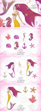 Mermaid Illustration Clip Art Pack 2055607
