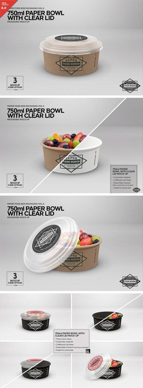 Download 750ml Paper Bowl Clear Lid MockUp 2181787 - SoftArchive