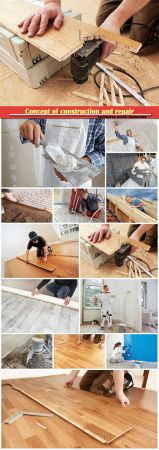Concept of construction and repair, parquet installation, studwork: fixing the plaster boards