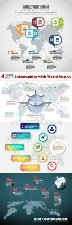 Vectors - Infographics with World Map 53