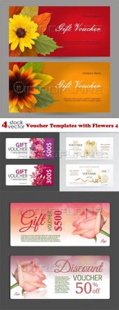 Vectors - Voucher Templates with Flowers 4