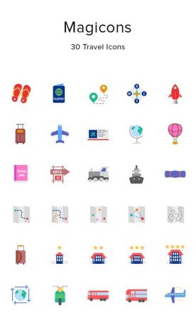 EPS, PNG, SVG, SKETCH Vector Web Icons - 30 Travel Icons