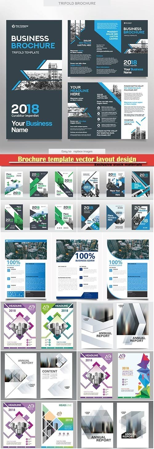 Download Download Brochure template vector layout design, corporate business annual report, magazine ...