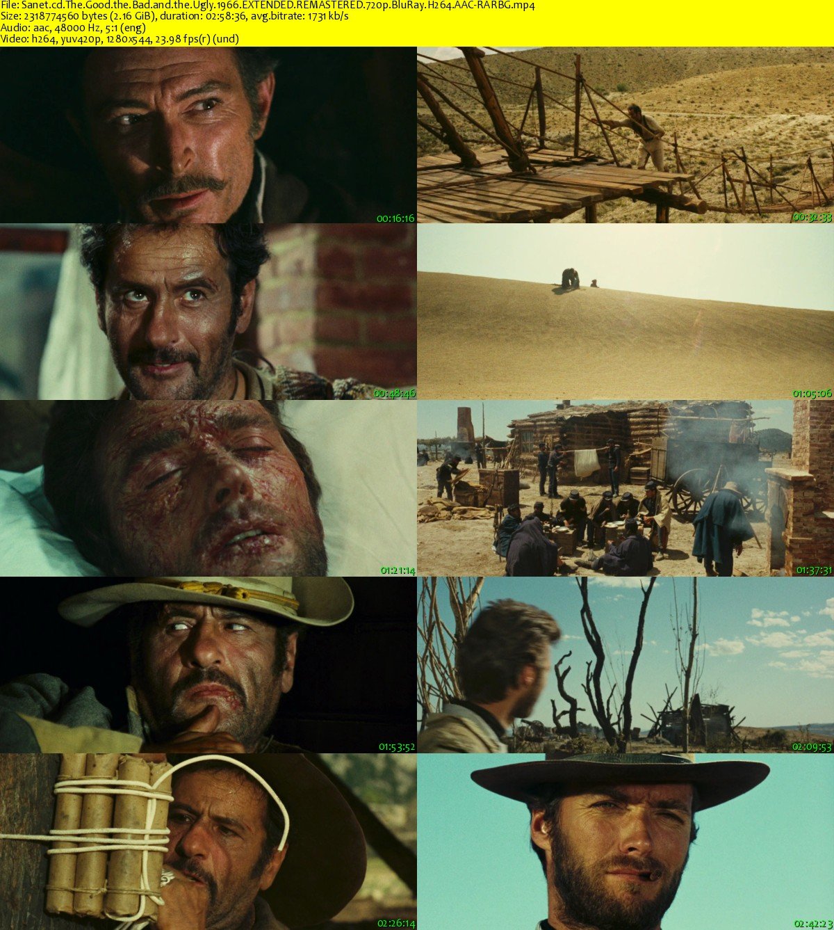 The Good the Bad and the Ugly 1966 EXTENDED REMASTERED 720p BluRay H264 AAC...