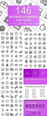 146 Business &amp; finance line icons 2230246