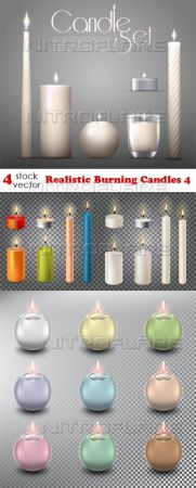 Vectors - Realistic Burning Candles 4