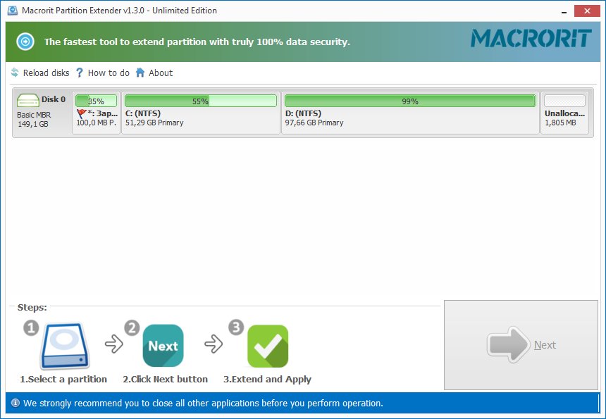 download the new version for iphoneMacrorit Partition Extender Pro 2.3.0