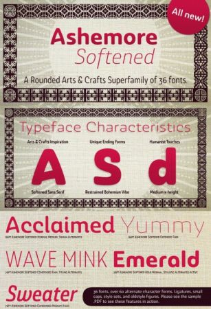 Fonts Family Ashemore Softened &amp; Aridi Designer (69)