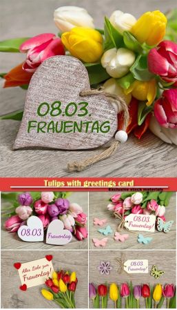 Tulips with greetings card