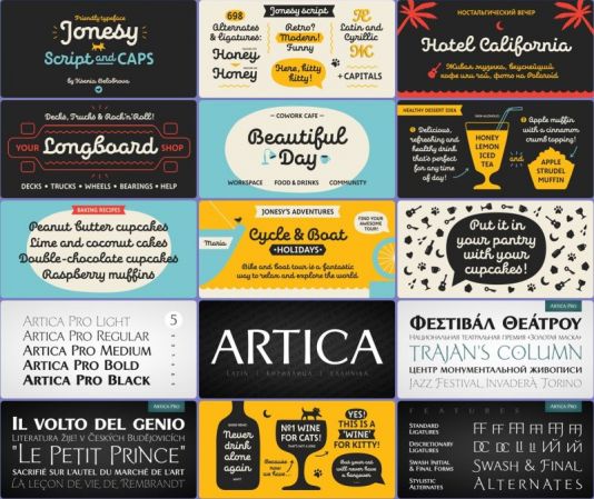 12 Fonts Artica Pro &amp; Jonesy