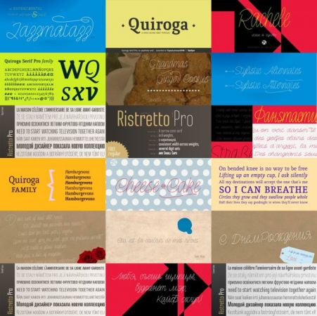 54 Fonts Ristretto &amp; Rachele, Quiroga Serif Pro Family