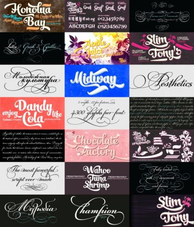 Fonts Champion Script Pro &amp; SlimTony (5)