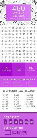 460 City Life Line Icons 2321877