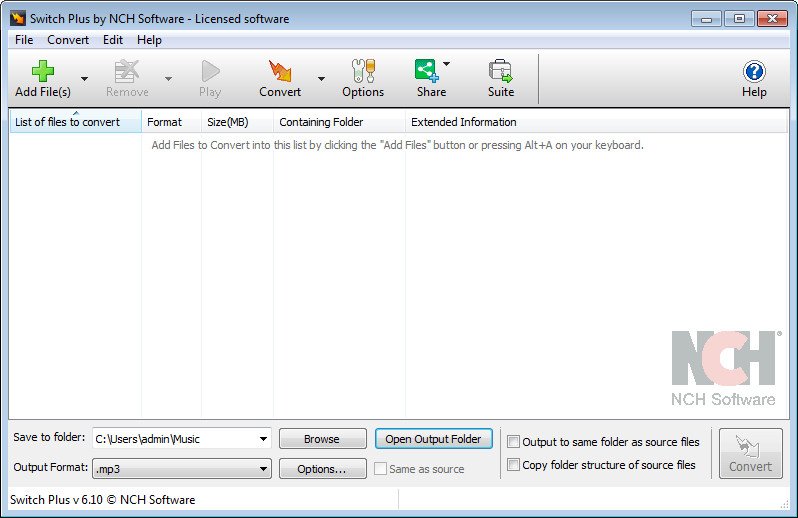 download nch switch audio file converter plus