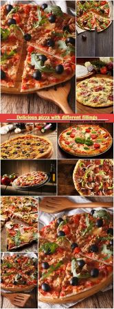 Delicious pizza with different fillings