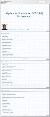 Algebra for Foundation GCSE(9-1) Mathematics