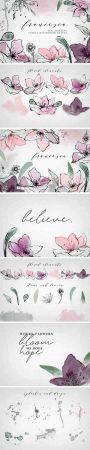 Watercolor Floral Clip Art Elements 2338264