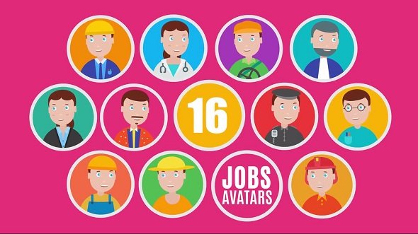 16 Animated Jobs Avatar Icons Pack - After Effects Templates