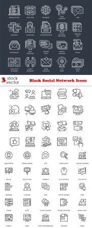 Vectors - Black Social Network Icons