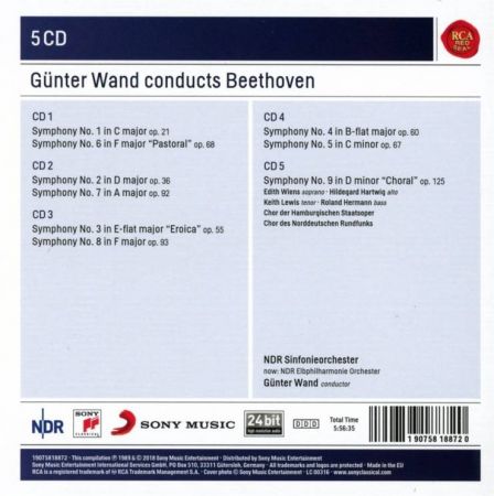 Günter Wand - Günter Wand Conducts Beethoven Symphonies 1-9 (2018) (5CD)