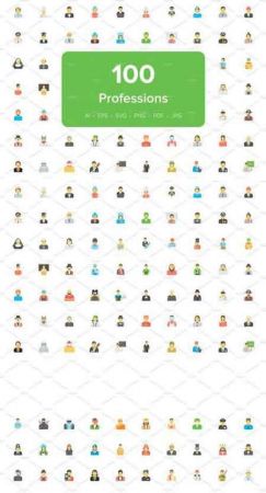 100 Flat Professions Avatar Icons 2517886