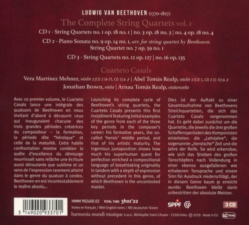 Cuarteto Casals - Beethoven Complete Vol.1 - 2018 FLAC
