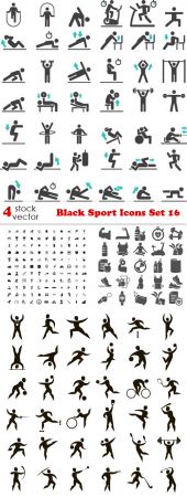 Vectors - Black Sport Icons Set 16