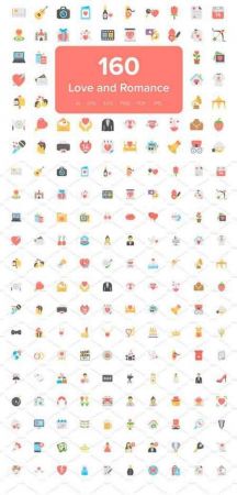 160 Love and Romance Flat Icons 2516813