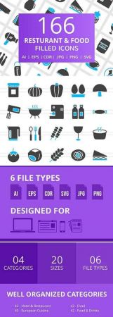 166 Restaurant &amp; Food Filled Icons 2516990