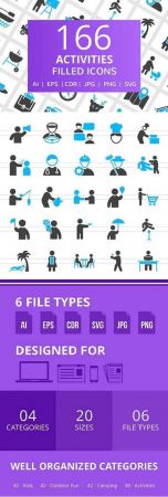 166 Activities Filled Icons 2517286