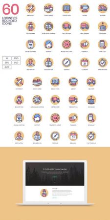 60 Logistics Rounded Icons