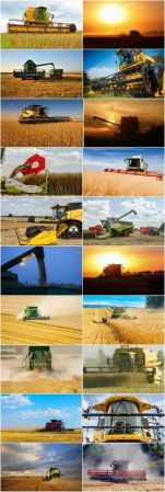 Combine tractor harvesting field of agricultural crop harvester 25 HQ Jpeg
