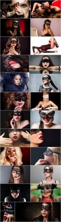 Woman girl in a veil mask mysterious face makeup lips 25 HQ Jpeg