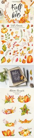Fall in Love - Watercolor clipart - 2839334 