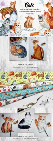Cats Watercolor illustrations - 2832505