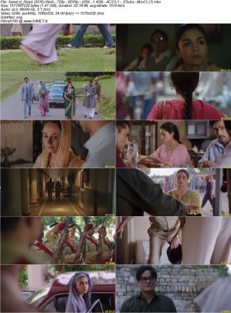 Raazi 2018 Hindi 720p BDRip x264 1.4GB AC3 5.1 ESubs MovCr